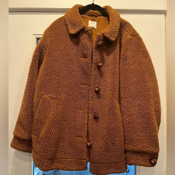 H&M Brown Teddy bear jacket cozy and warm size 12 (oversized) w/ braided buttons - Picture 9 of 9
